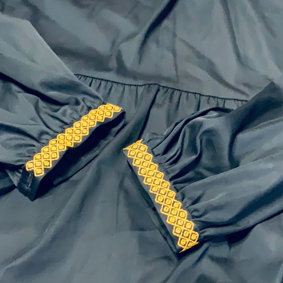 Elizabeth and James Navy Blue Midi Dress with Gold Accents - Picture 7 of 7